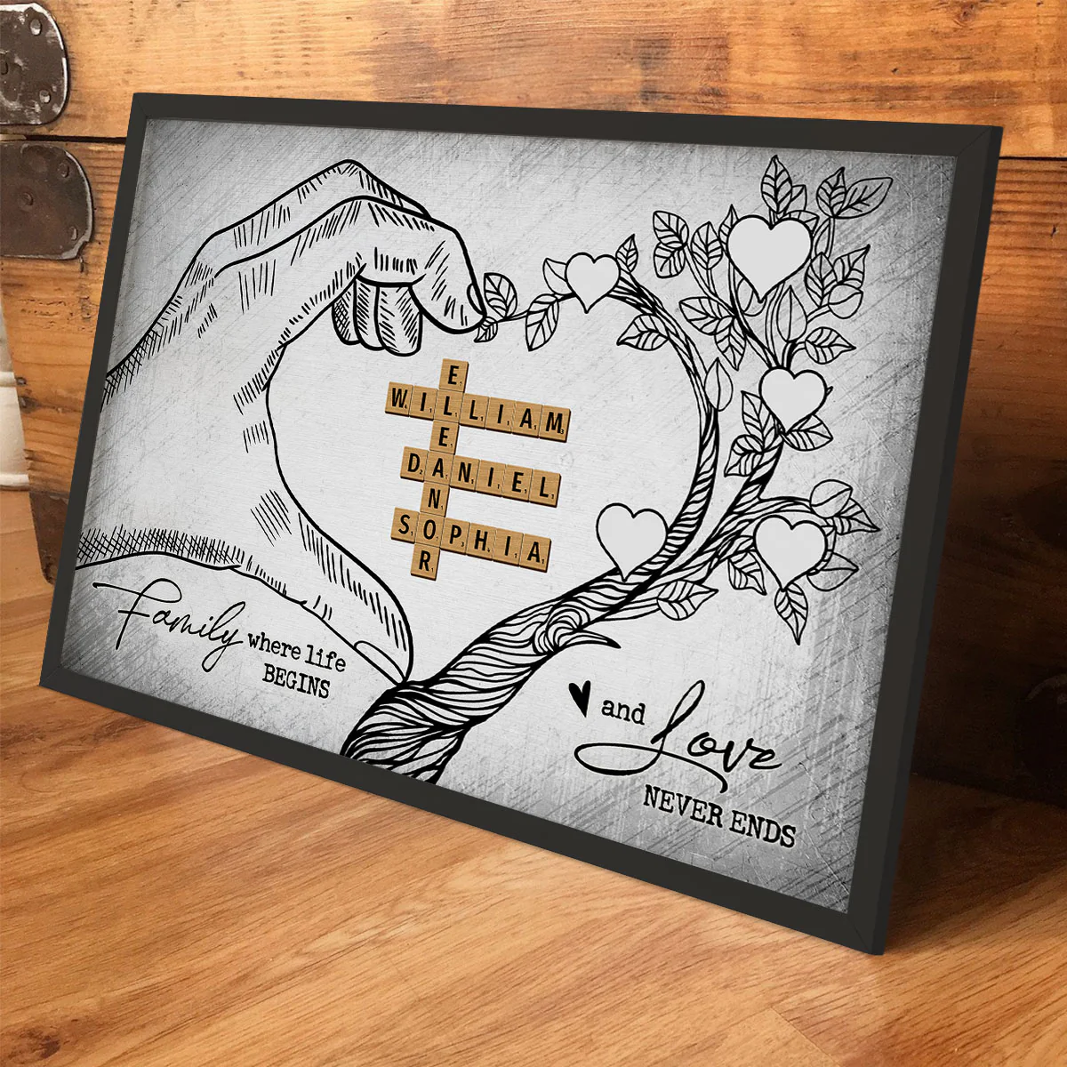 Heart Hand Tree Family Crossword Puzzle Personalized Poster - Image 5