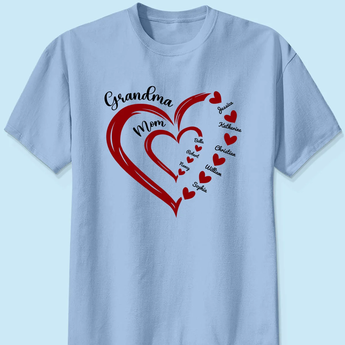 Heart In Heart Mom Grandma Personalized Light Color Shirt - Image 10