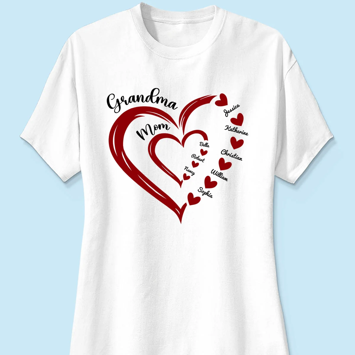 Heart In Heart Mom Grandma Personalized Light Color Shirt - Image 11