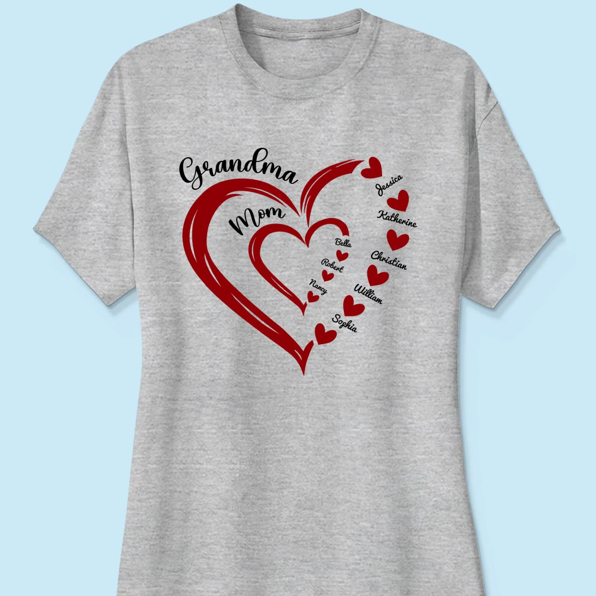 Heart In Heart Mom Grandma Personalized Light Color Shirt - Image 12