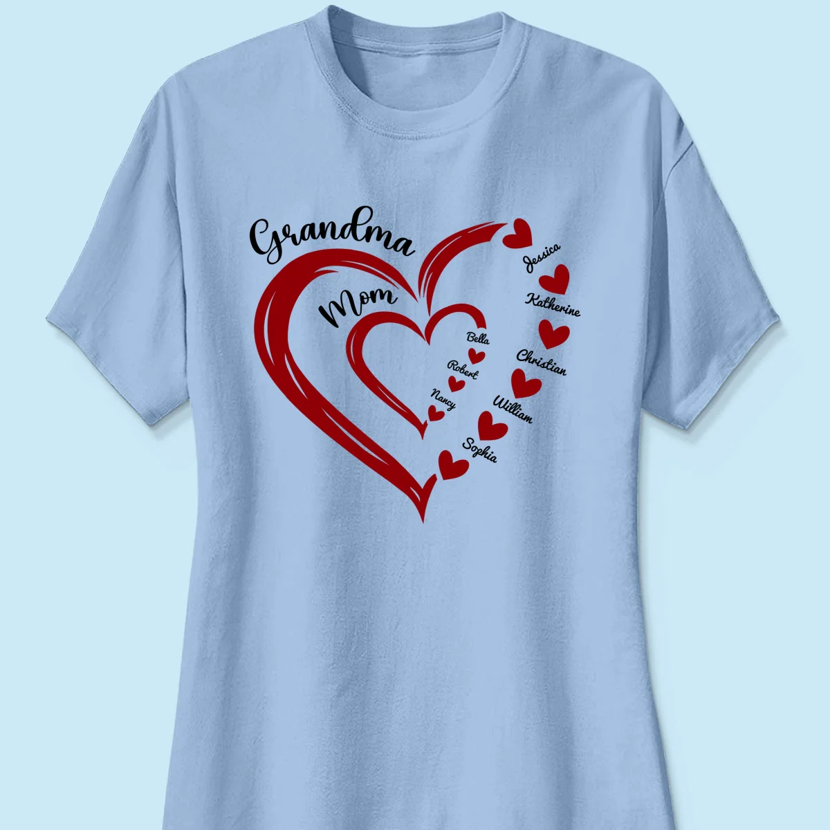 Heart In Heart Mom Grandma Personalized Light Color Shirt - Image 14