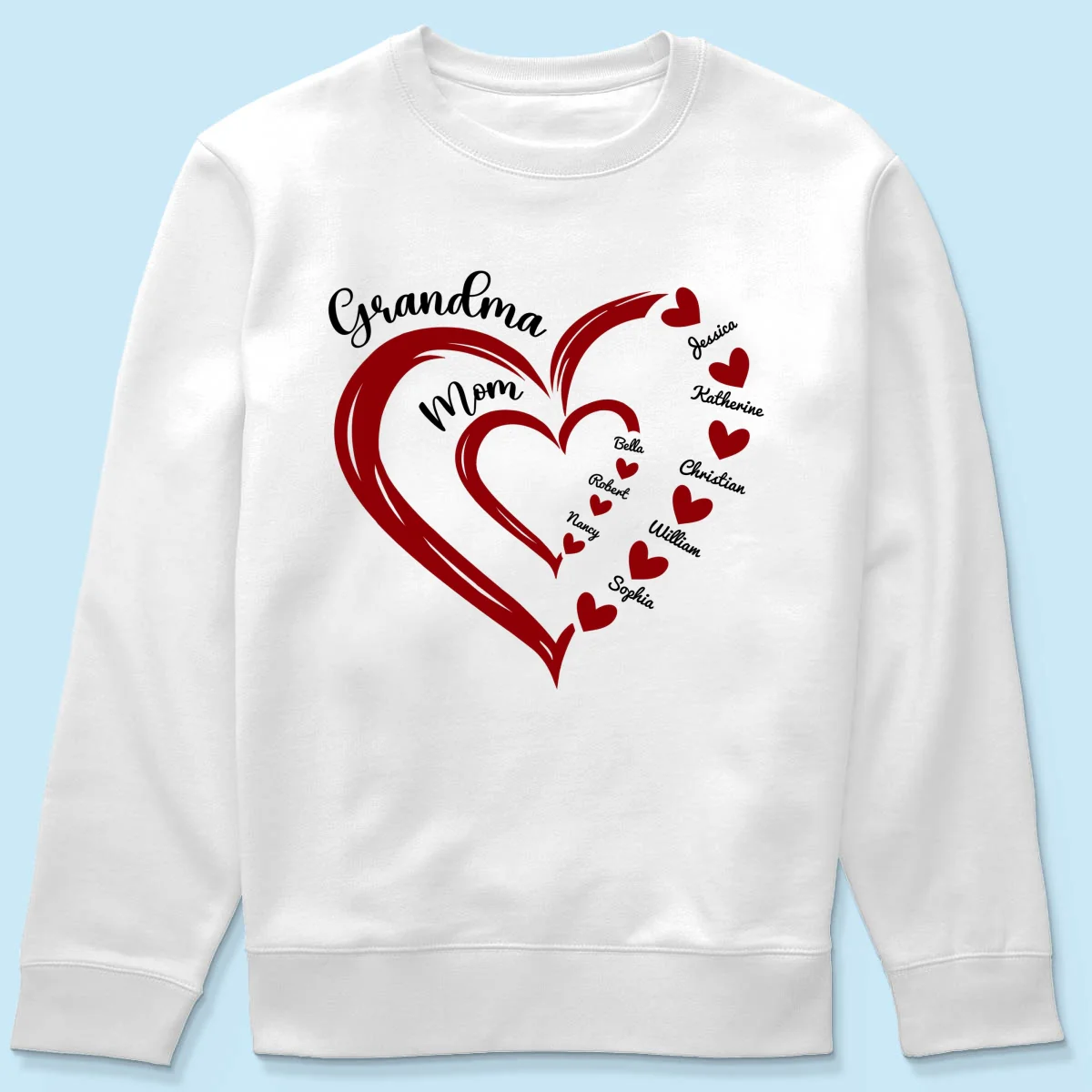Heart In Heart Mom Grandma Personalized Light Color Shirt - Image 19