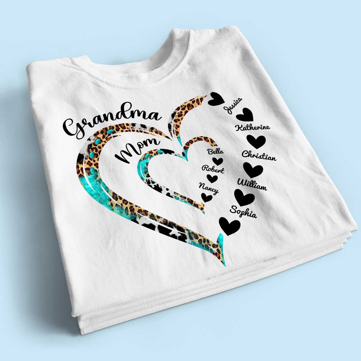 Heart In Heart Mom Grandma Personalized Light Color Shirt - Image 2