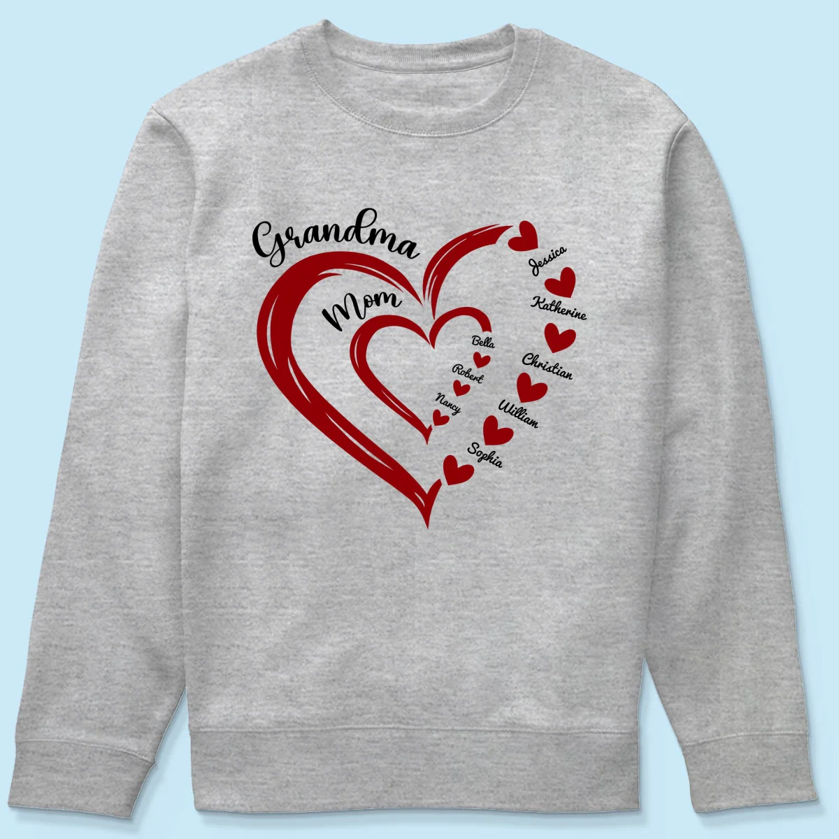 Heart In Heart Mom Grandma Personalized Light Color Shirt - Image 20