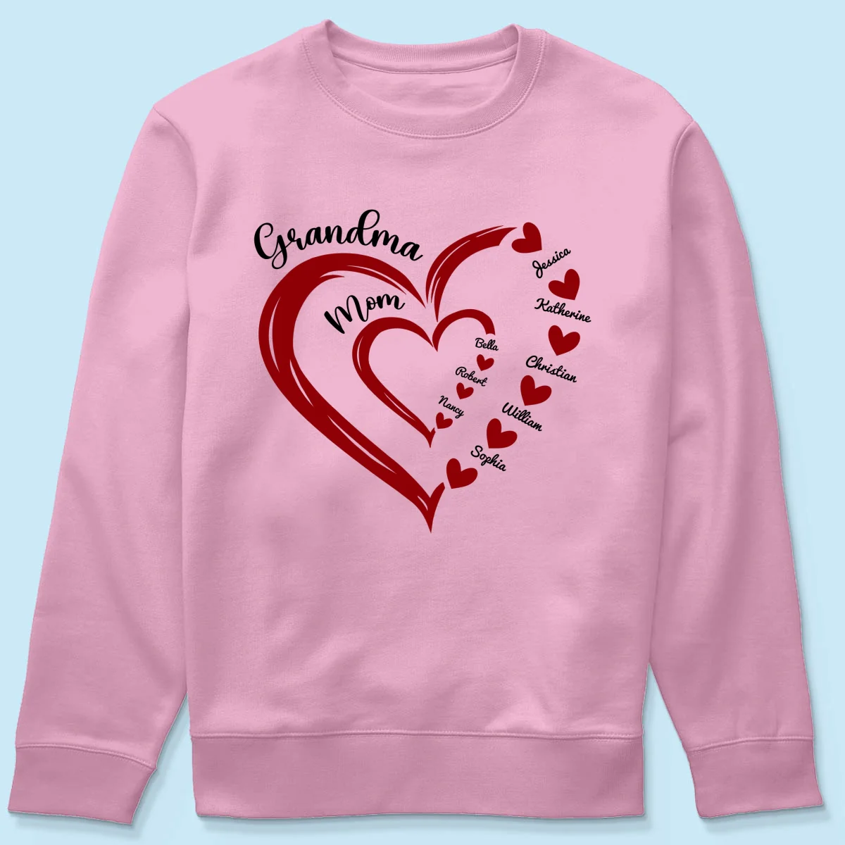 Heart In Heart Mom Grandma Personalized Light Color Shirt - Image 21