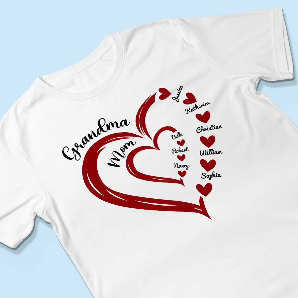 Heart In Heart Mom Grandma Personalized Light Color Shirt - Image 3