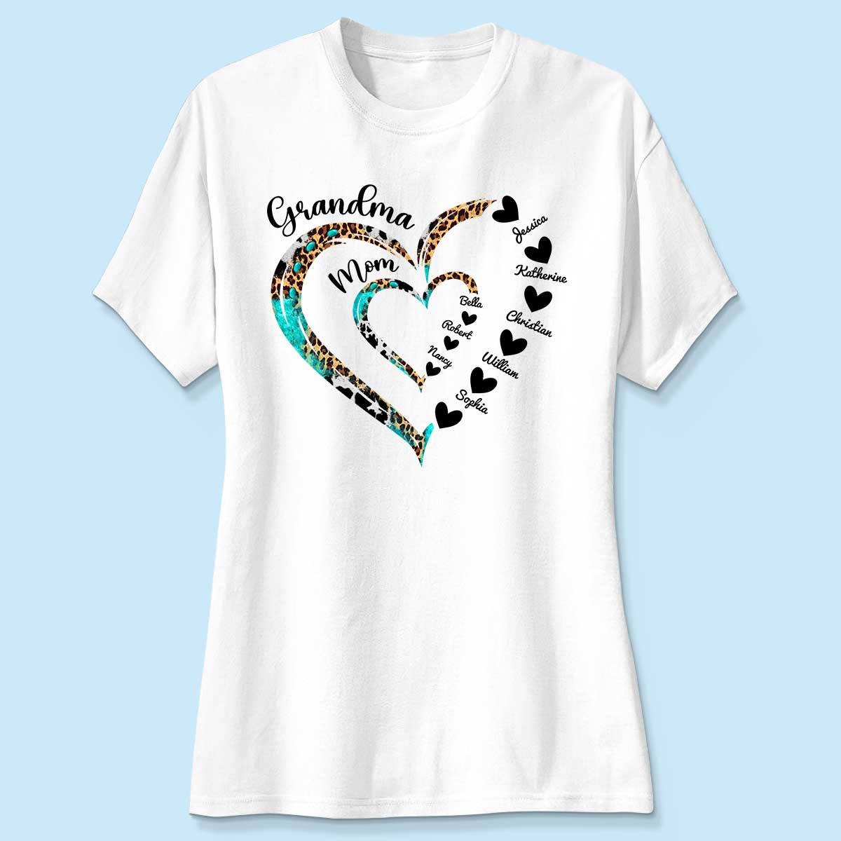 Heart In Heart Mom Grandma Personalized Light Color Shirt - Image 4