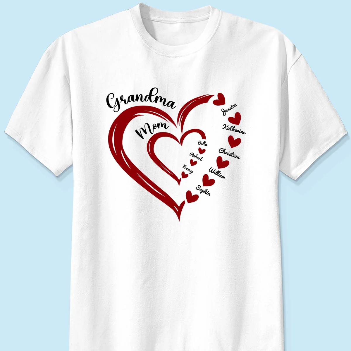 Heart In Heart Mom Grandma Personalized Light Color Shirt - Image 7