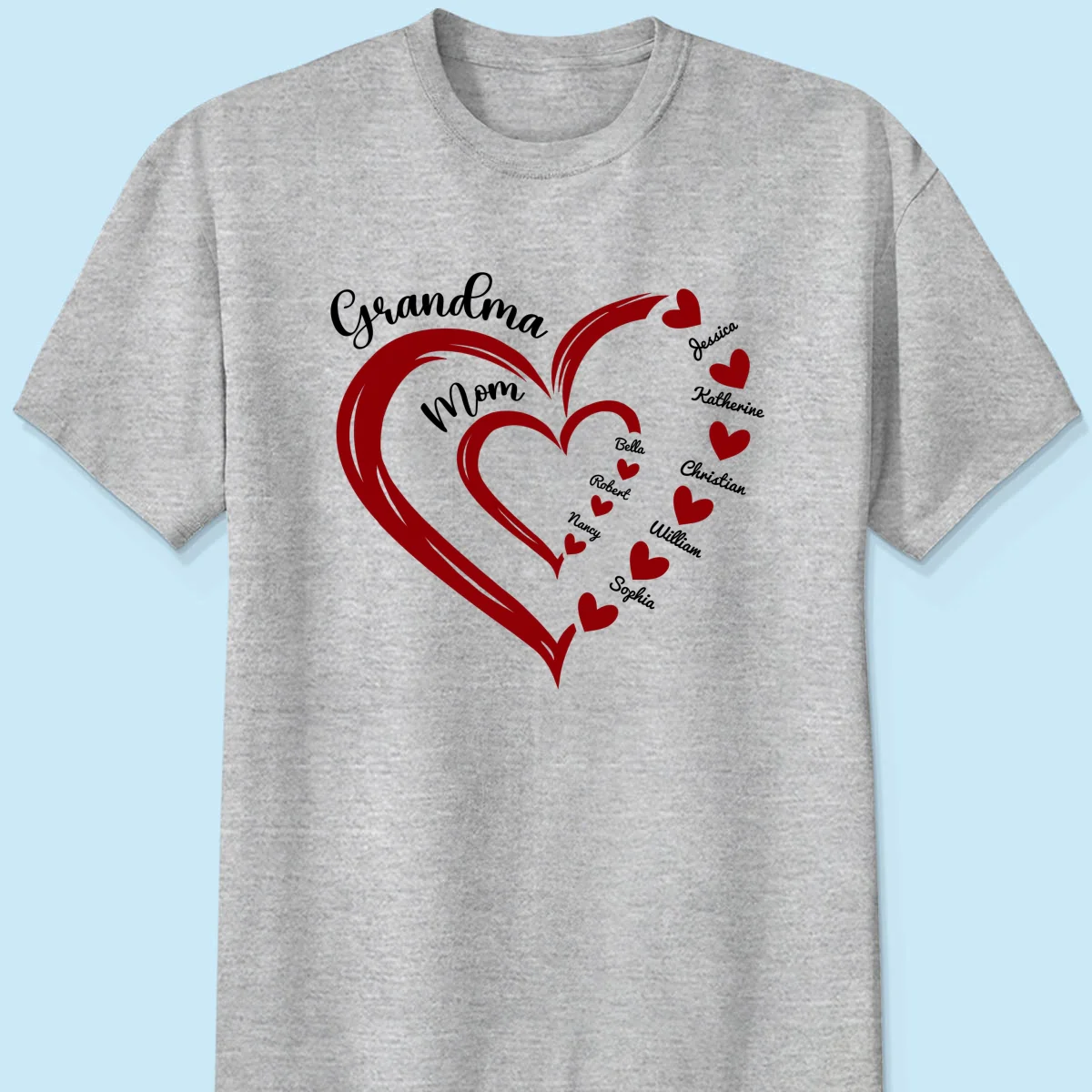 Heart In Heart Mom Grandma Personalized Light Color Shirt - Image 8