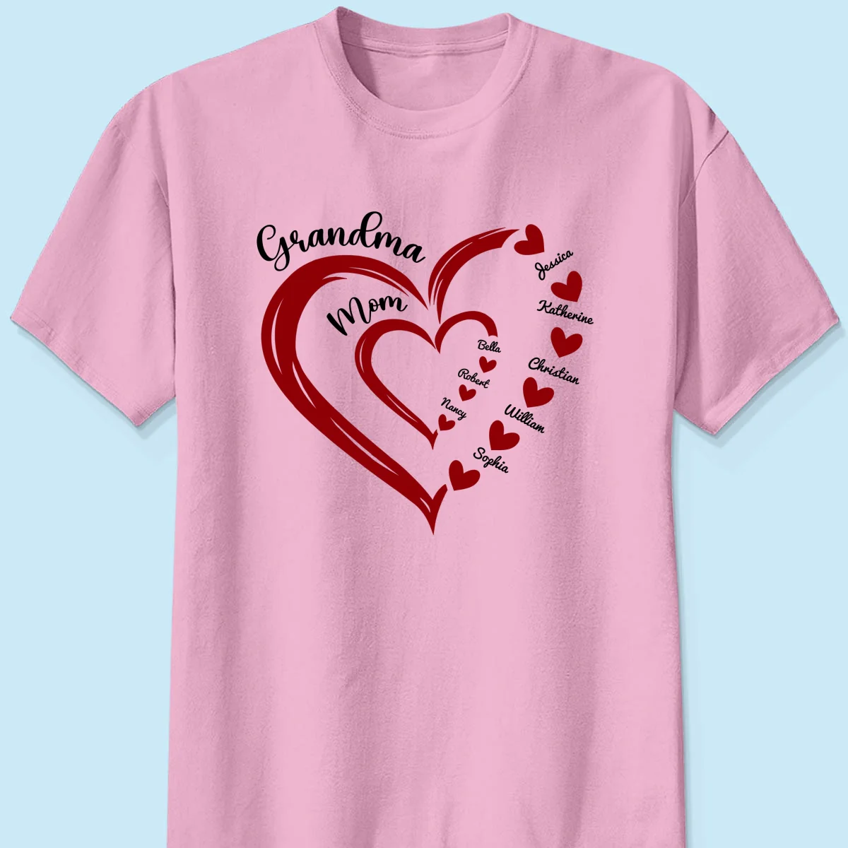 Heart In Heart Mom Grandma Personalized Light Color Shirt - Image 9