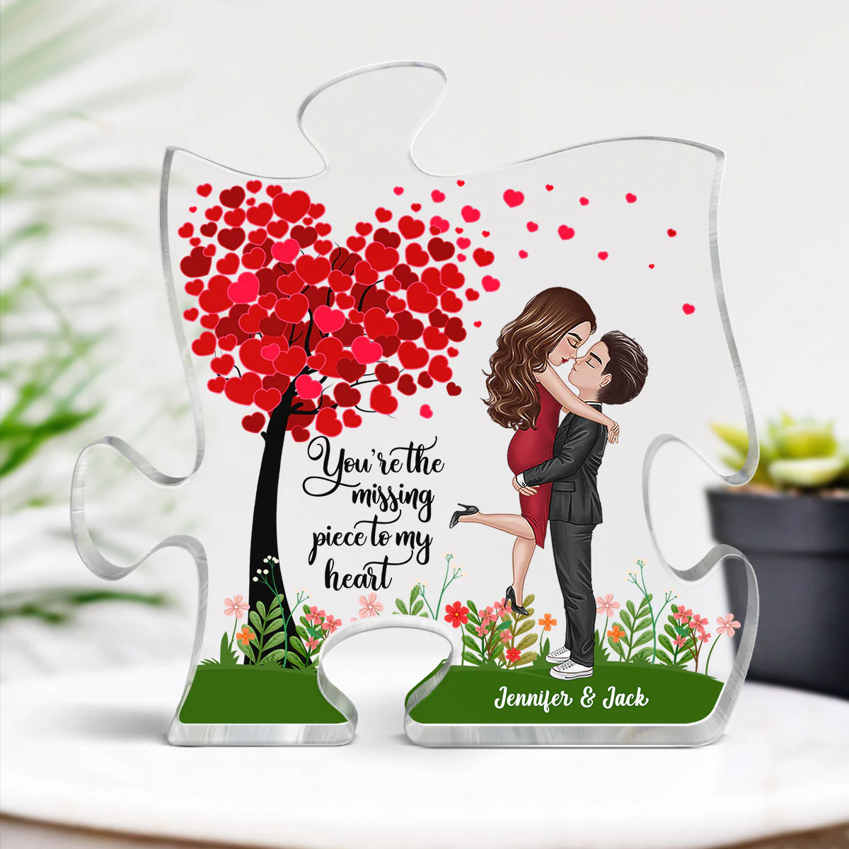 Heart Tree Couple Personalized Acrylic Puzzle Plaque