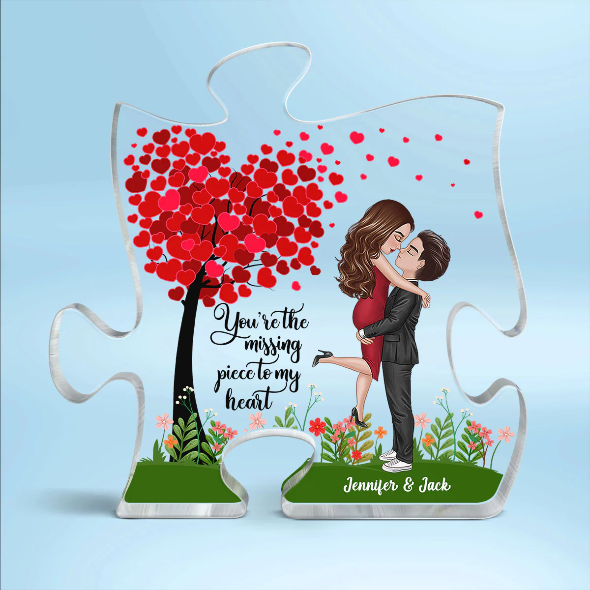 Heart Tree Couple Personalized Acrylic Puzzle Plaque - Image 2