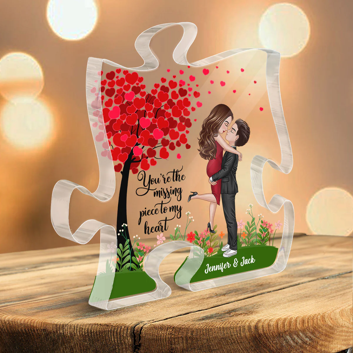 Heart Tree Couple Personalized Acrylic Puzzle Plaque - Image 3