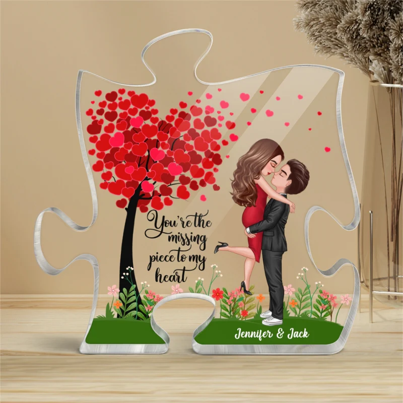 Heart Tree Couple Personalized Acrylic Puzzle Plaque - Image 4