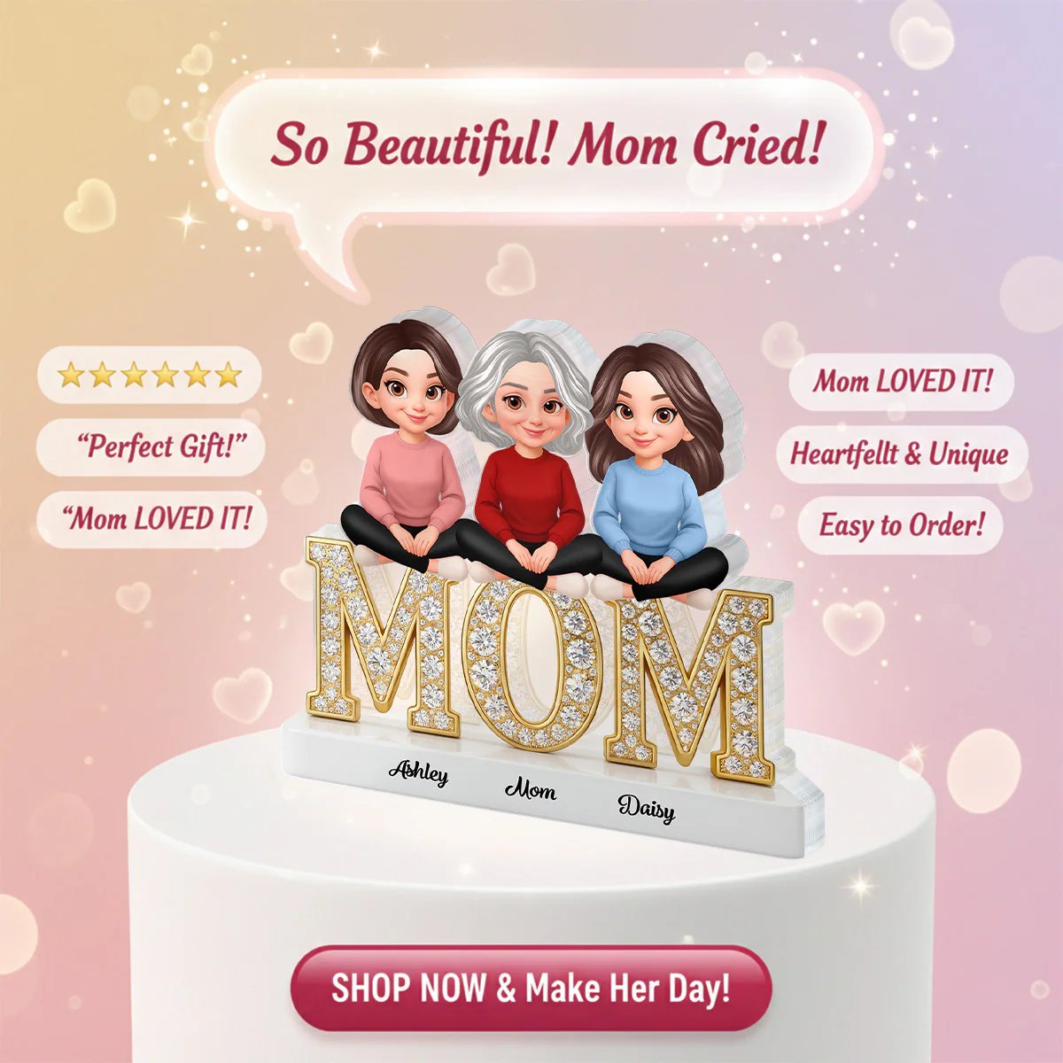 Heartfelt MOM And Daughters Sons Forever Linked Together - Personalized Acrylic Block Plaque - Mother's Day Gift For Mom - Image 9