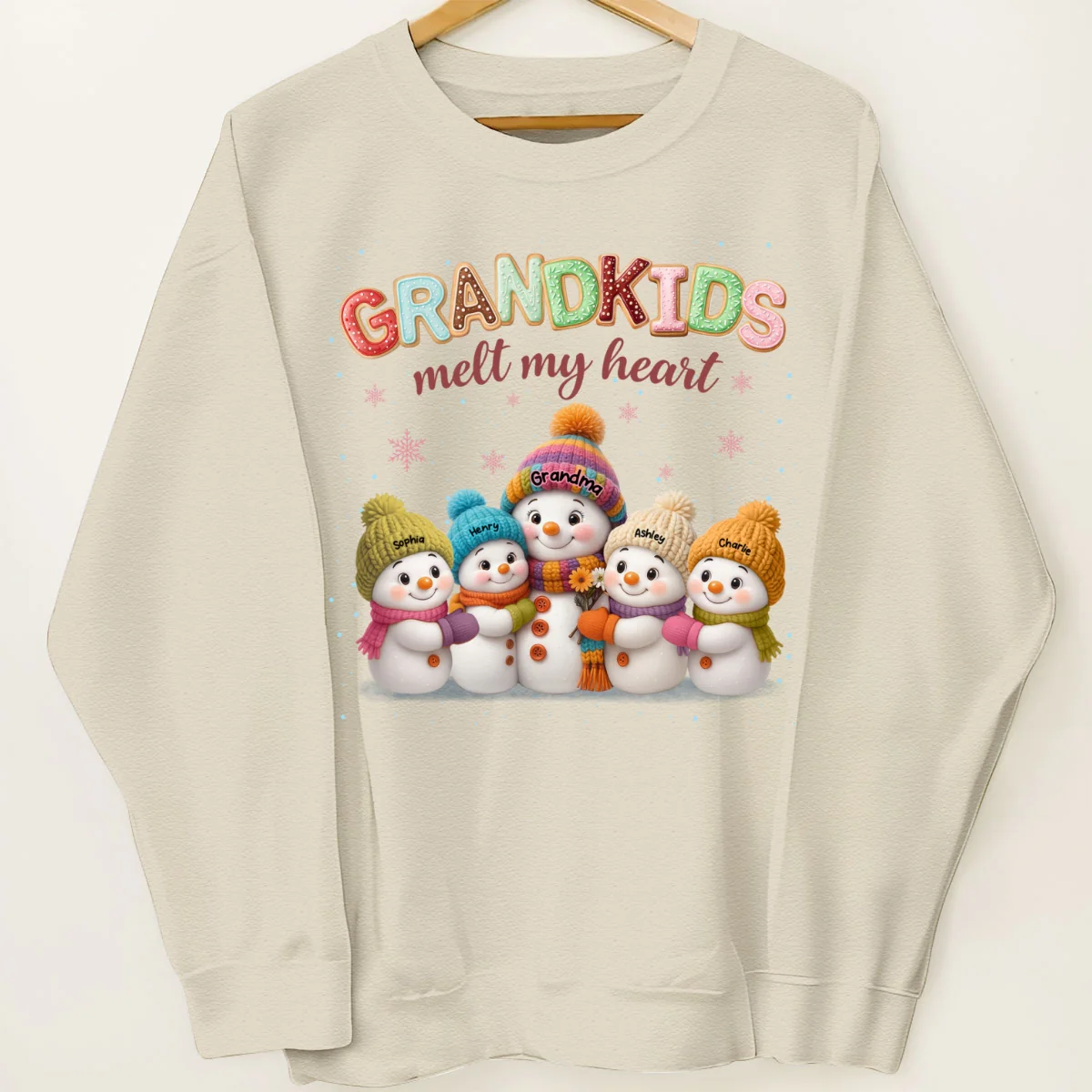 Heartwarming Christmas Snowman Grandma Grandkids Melt My Heart - Personalized Sweatshirt - Image 14