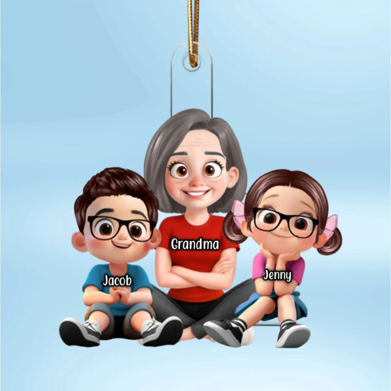 Heartwarming Grandma Grandkids Sitting Personalized Acrylic Ornament - Image 10