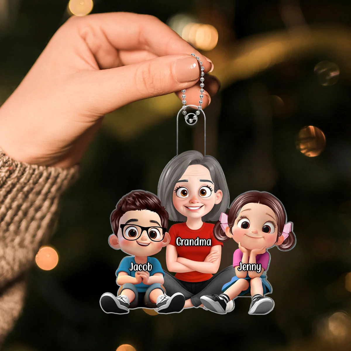 Heartwarming Grandma Grandkids Sitting Personalized Acrylic Ornament - Image 6