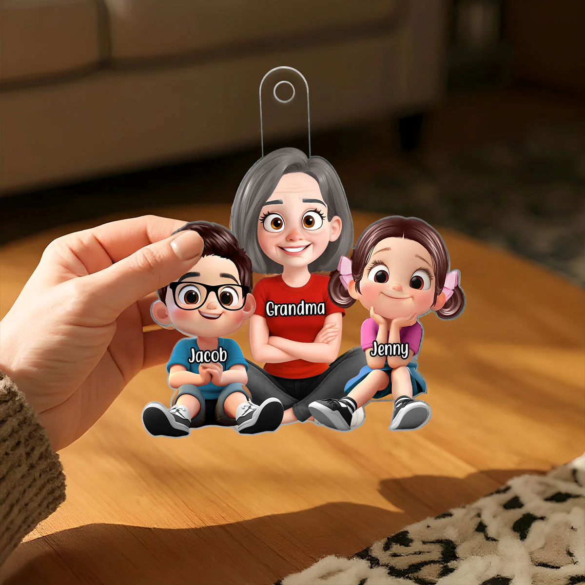 Heartwarming Grandma Grandkids Sitting Personalized Acrylic Ornament - Image 8