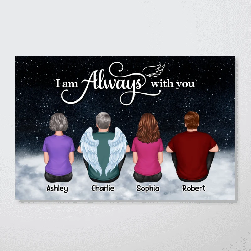 Heaven Cloud Galaxy Night Sky Whole Family Memorial Remembrance Keepsake Personalized Poster - Image 4