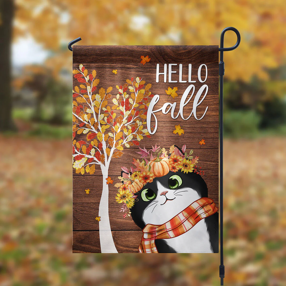 Hello Fall Cute Cats Personalized Garden Flag - Image 6