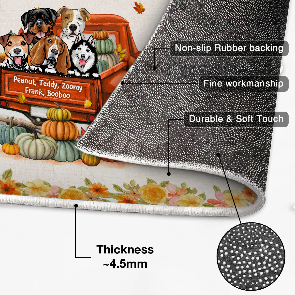 Hello Fall Dogs On Truck Personalized Doormat - Image 4