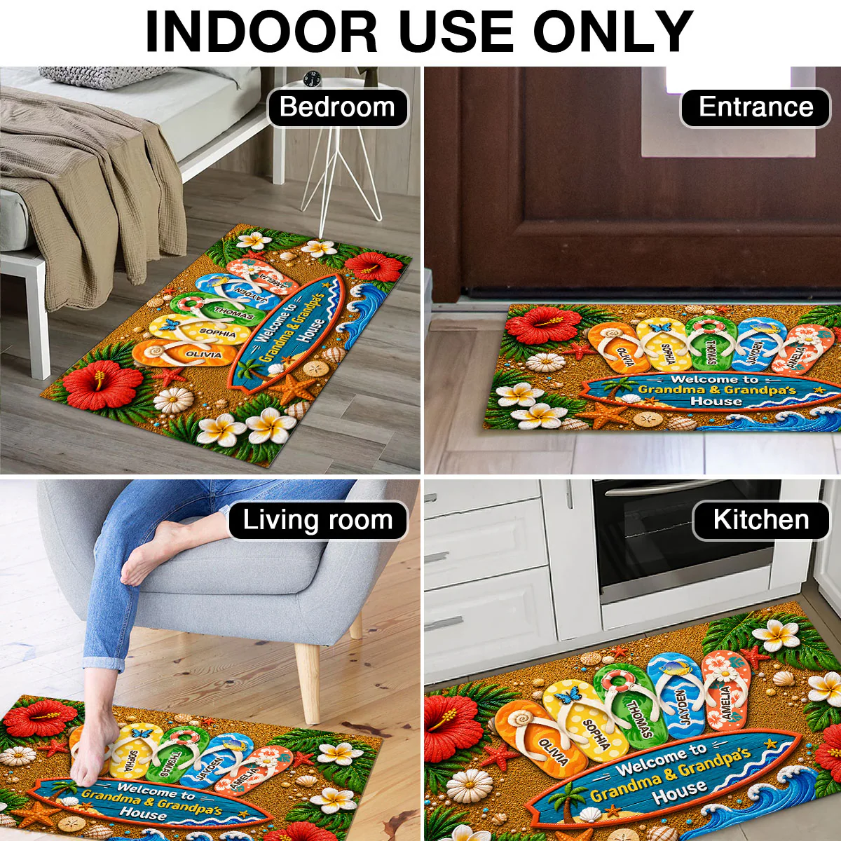 Hello Summer Vibe Welcome To Grandma Grandpa House - Personalized Doormat - Grandparents House Summer Decoration - Image 11