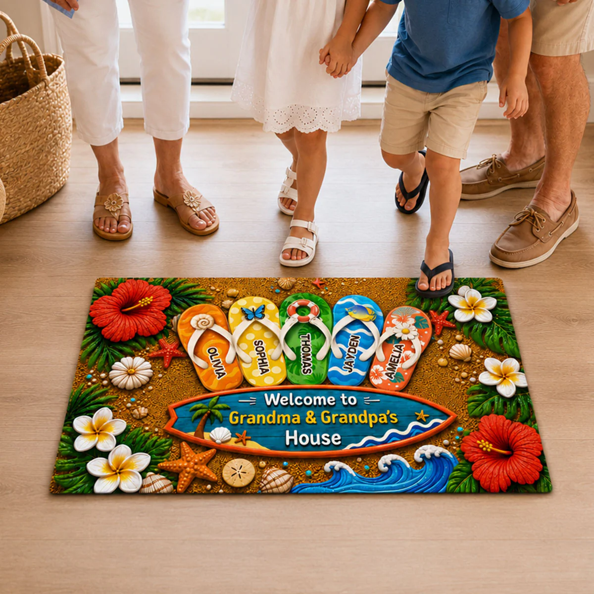 Hello Summer Vibe Welcome To Grandma Grandpa House - Personalized Doormat - Grandparents House Summer Decoration - Image 12