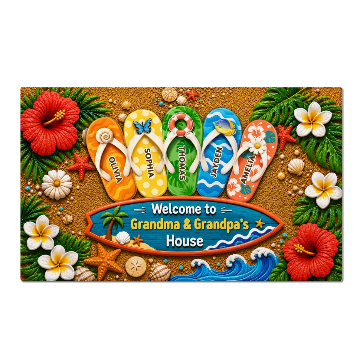 Hello Summer Vibe Welcome To Grandma Grandpa House - Personalized Doormat - Grandparents House Summer Decoration - Image 13