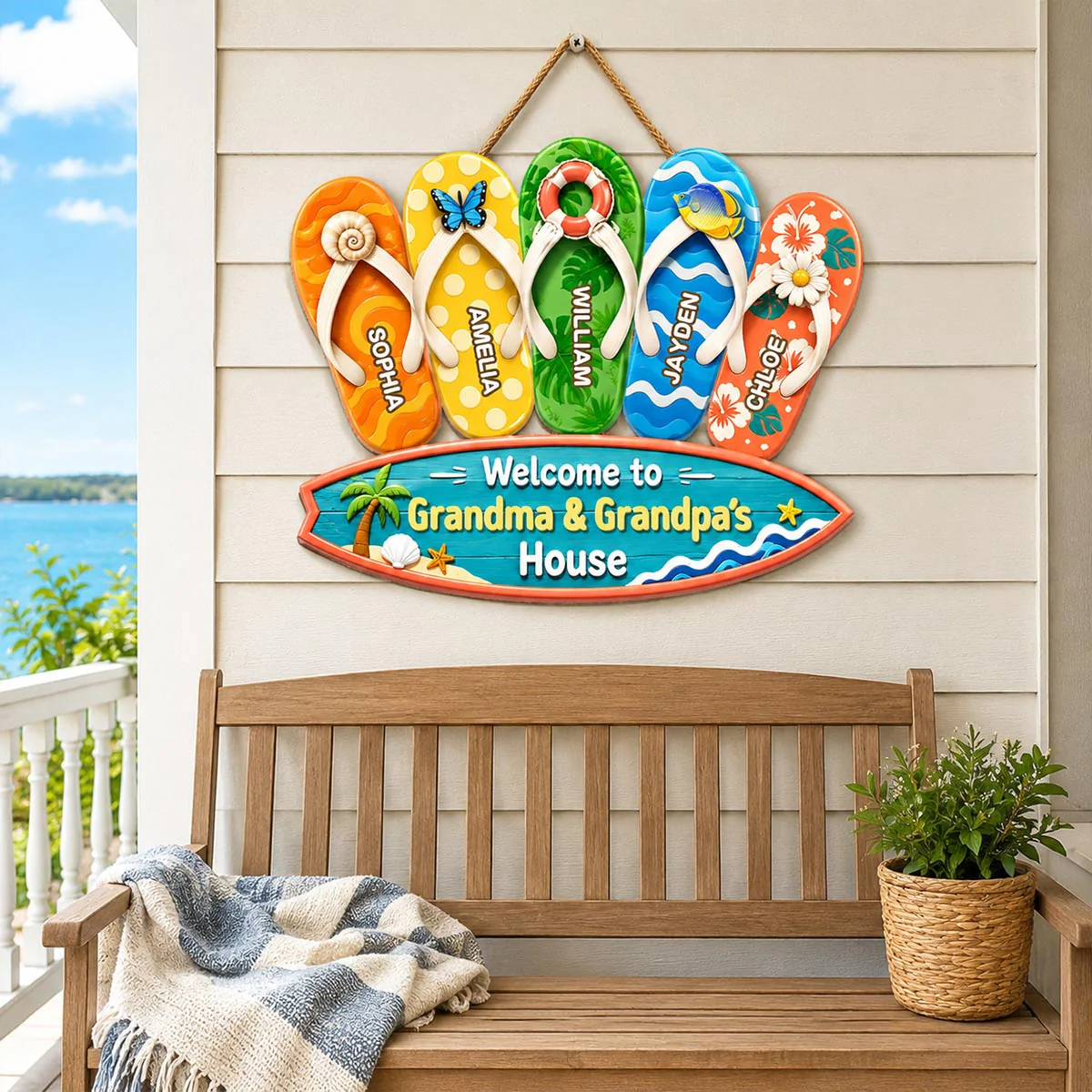 Hello Summer Vibe Welcome To Grandma Grandpa House - Personalized Wood Sign - Grandparents House Summer Decoration - Image 12