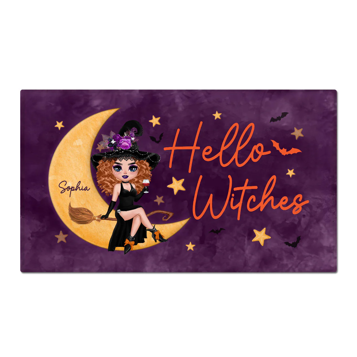 Hello Witches Doll Sitting Personalized Doormat, Gift For Girl, Woman - Image 2