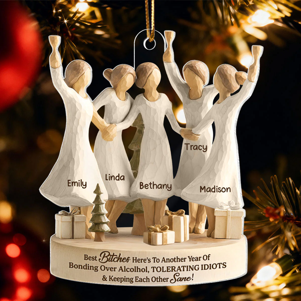 Here's to Another Year of Bonding over Alcohol - Personalized Acrylic Ornament - Christmas Gift for Best Friends - Image 3