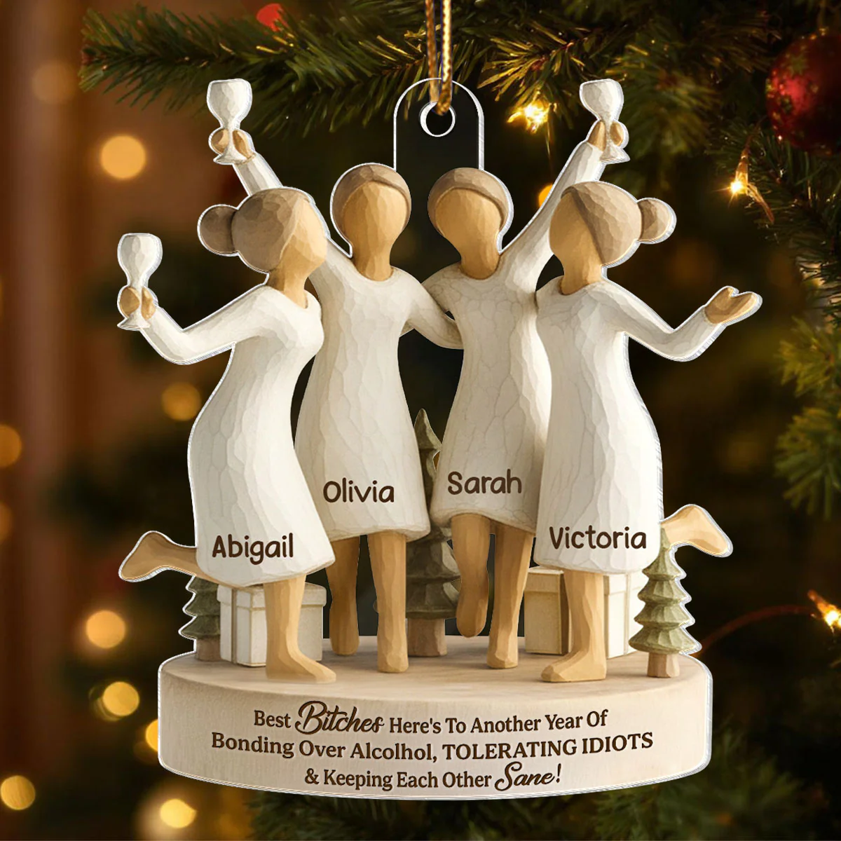 Here's to Another Year of Bonding over Alcohol - Personalized Acrylic Ornament - Christmas Gift for Best Friends - Image 4