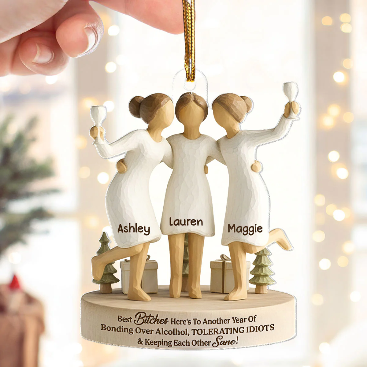 Here's to Another Year of Bonding over Alcohol - Personalized Acrylic Ornament - Christmas Gift for Best Friends - Image 6