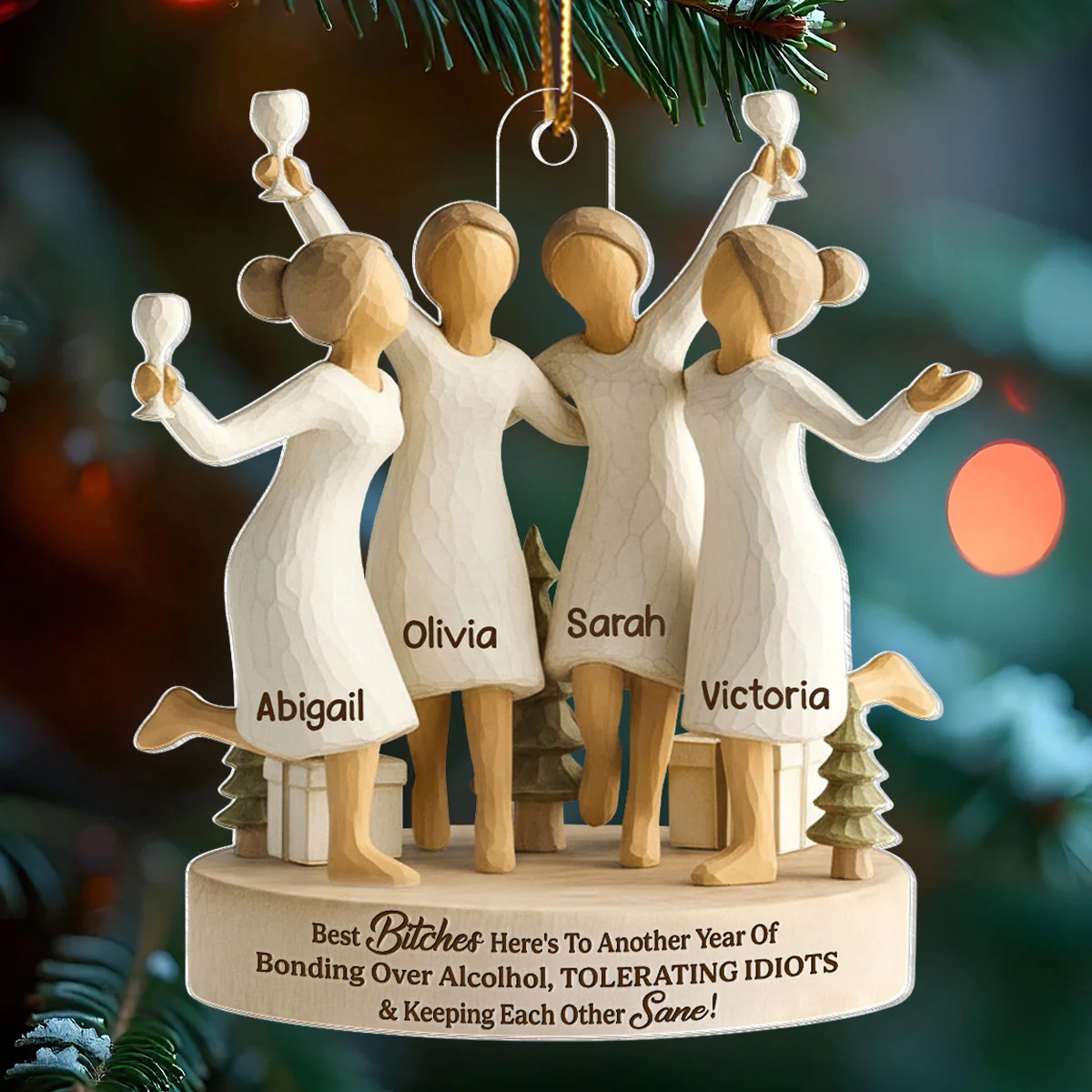 Here's to Another Year of Bonding over Alcohol - Personalized Acrylic Ornament - Christmas Gift for Best Friends - Image 8
