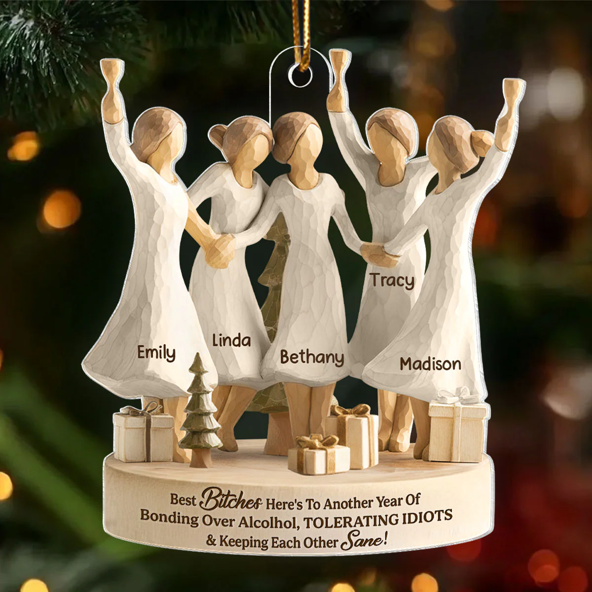 Here's to Another Year of Bonding over Alcohol - Personalized Acrylic Ornament - Christmas Gift for Best Friends - Image 9