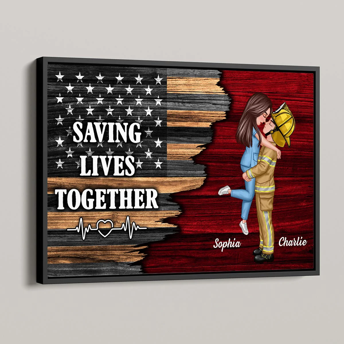 Hero Couple Nation Flag Gift by Occupation For Her, For Him - Personalized Poster - Anniversary Gift For Couple, For Dad Mom - Image 7