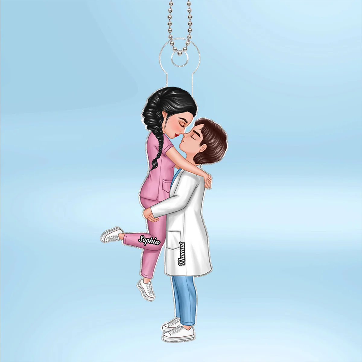 Hero Couple Hugging Kissing Personalized Acrylic Car Hanger Ornament, Anniversary Gift For Him, For Her, For The Couple - Image 7