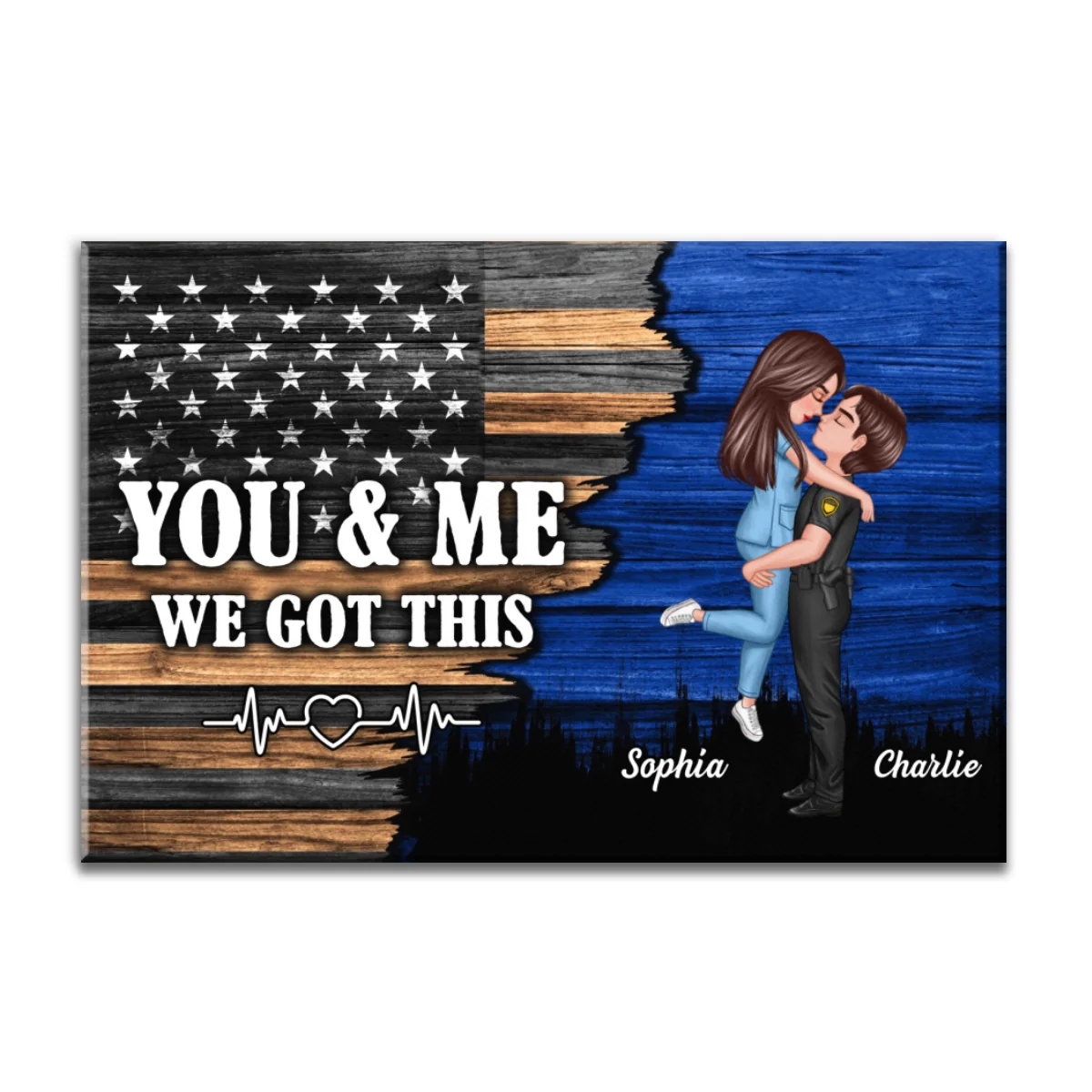 Hero Couple Nation Flag Gift by Occupation For Her, For Him Personalized Canvas - Image 12