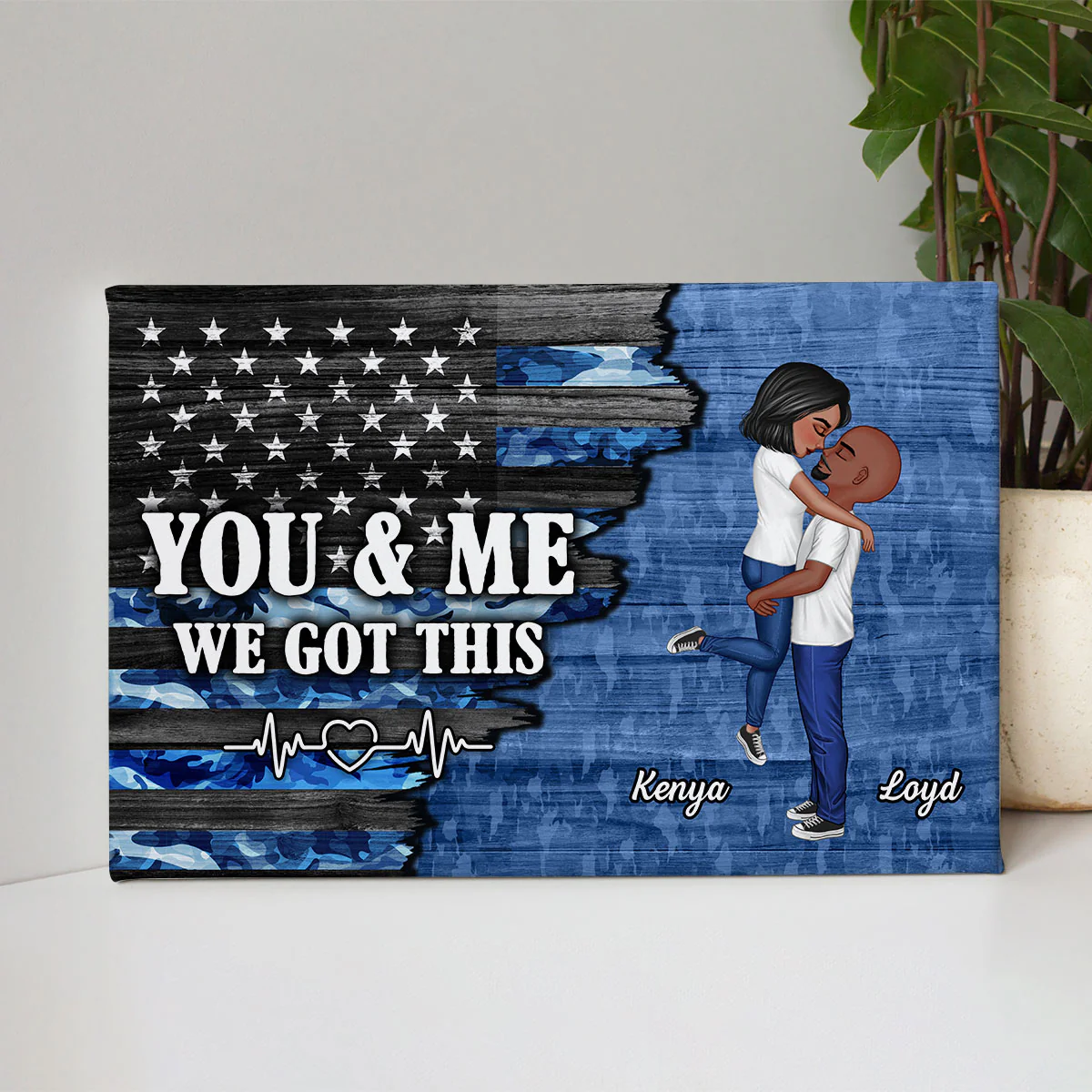Hero Couple Nation Flag Gift by Occupation For Her, For Him Personalized Canvas - Image 3