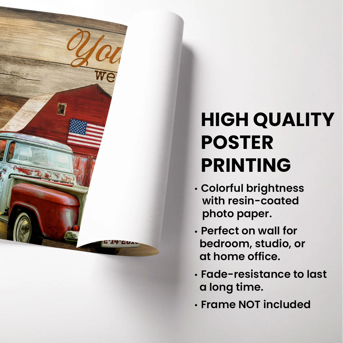 Couple Hugging Kissing Vintage Truck Farmhouse Personalized Poster, Anniversary Gift For Him, Her, Husband, Wife - Image 8