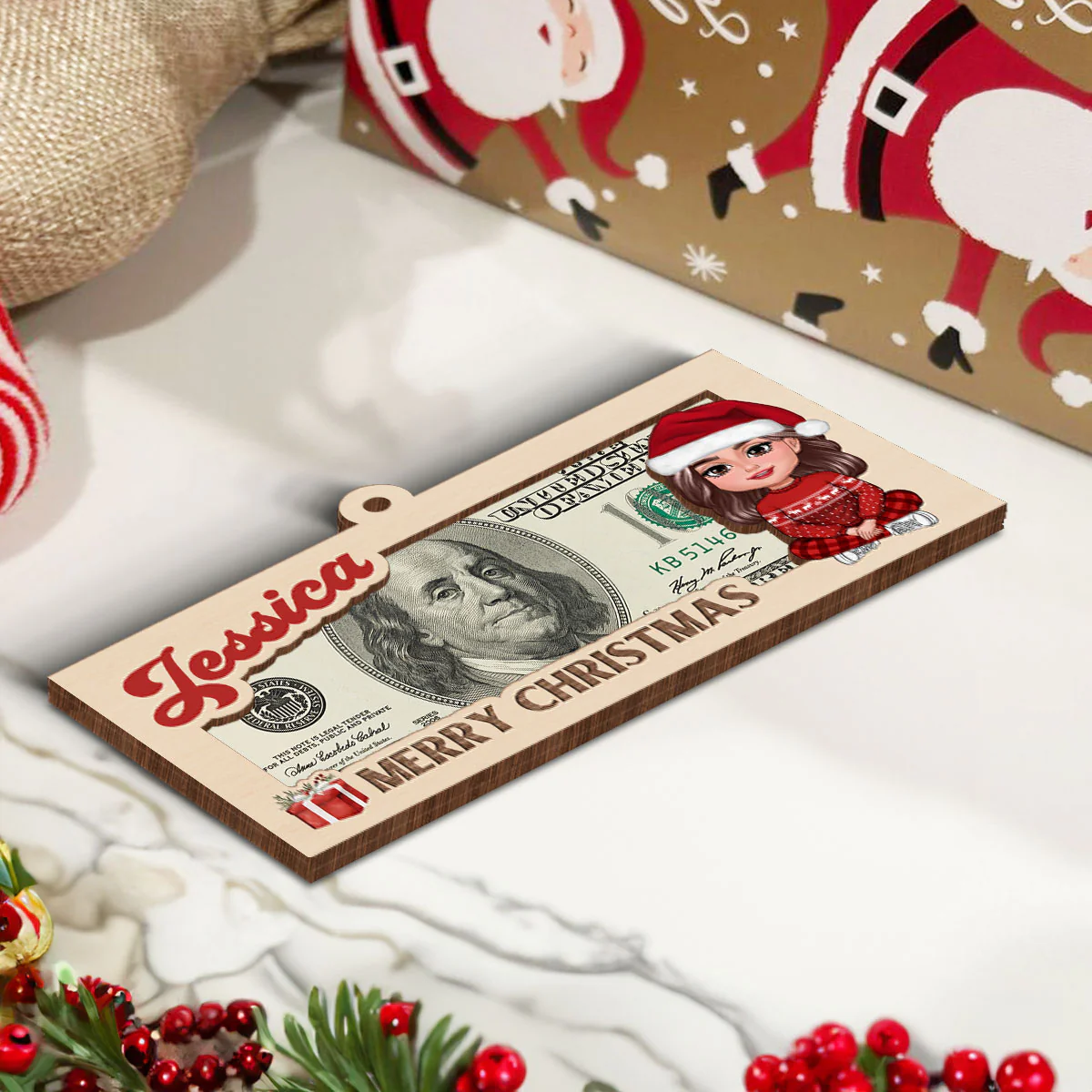 Hidden Message Christmas Cute Doll Kid Personalized Money Holder Ornament, Unique Christmas Gift For Son, Daughter, Grandson, Granddaughter, Niece, Nephew - Image 5