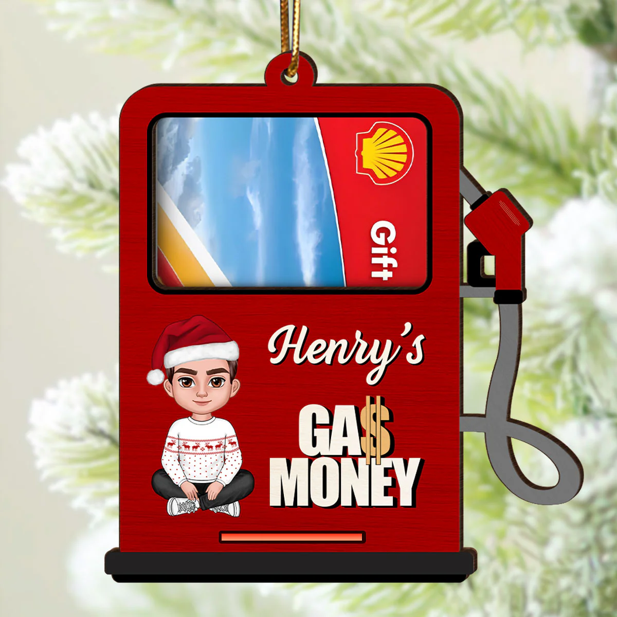 Hidden Message Gas Pump Shaped Personalized Gas Money Holder Ornament, Unique Christmas Gift For Teenager Driver, Funny 16 Birthday Gift - Image 3