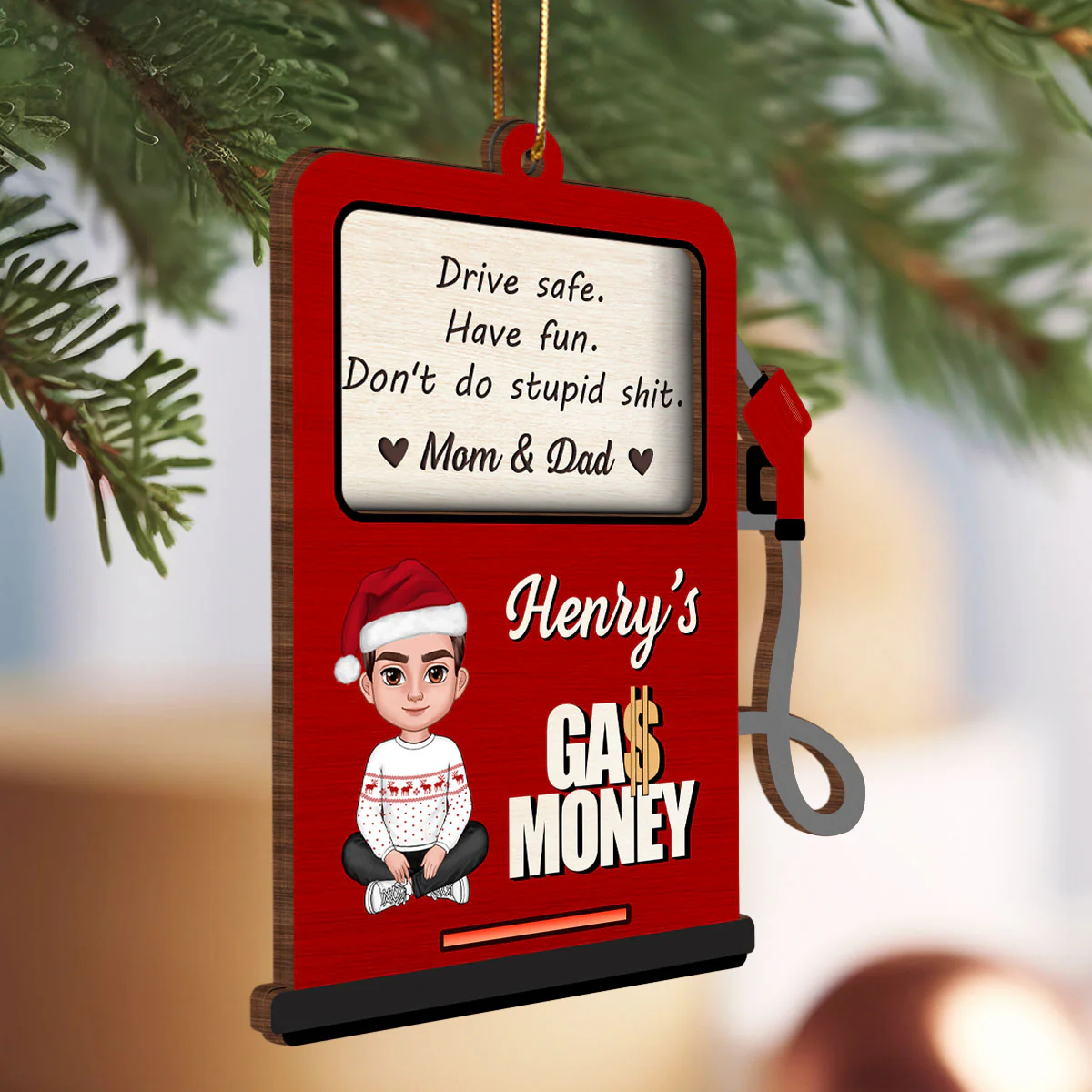 Hidden Message Gas Pump Shaped Personalized Gas Money Holder Ornament, Unique Christmas Gift For Teenager Driver, Funny 16 Birthday Gift - Image 4