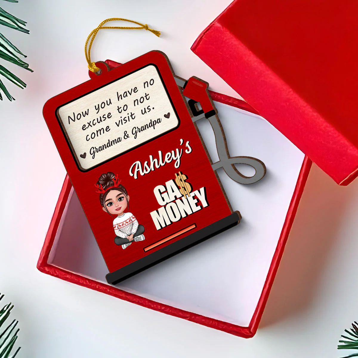 Hidden Message Gas Pump Shaped Personalized Gas Money Holder Ornament, Unique Christmas Gift For Teenager Driver, Funny 16 Birthday Gift - Image 5