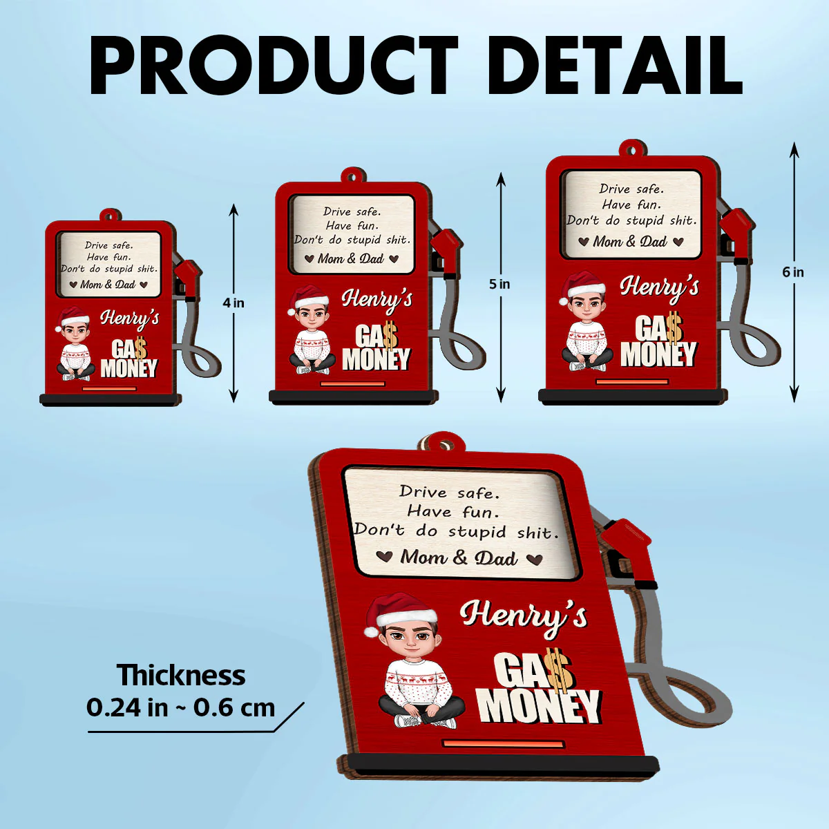 Hidden Message Gas Pump Shaped Personalized Gas Money Holder Ornament, Unique Christmas Gift For Teenager Driver, Funny 16 Birthday Gift - Image 7