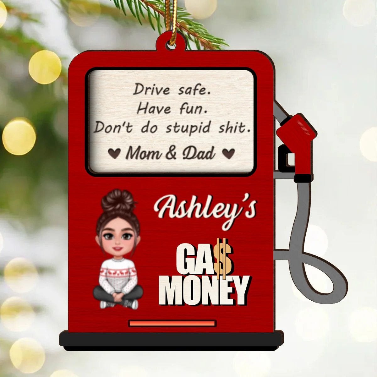 Hidden Message Gas Pump Shaped Personalized Gas Money Holder Ornament, Unique Christmas Gift For Teenager Driver, Funny 16 Birthday Gift - Image 9