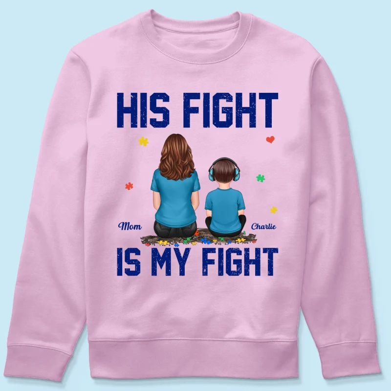 His Fight Is My Fight Autism Parent & Kid - Personalized Shirt - Autism Awareness Shirt - Image 22