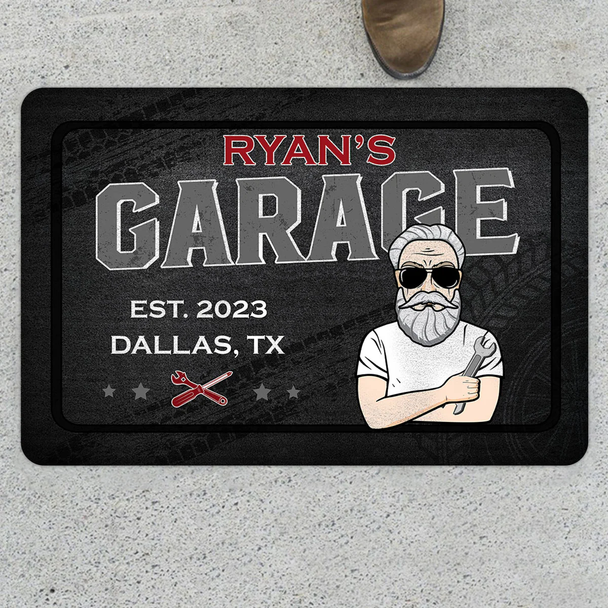 His Garage Old Man Young Man Personalized Garage Doormat - Image 2