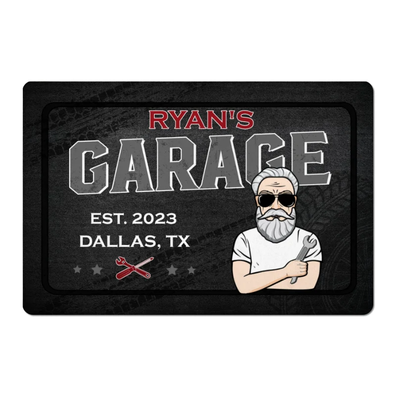 His Garage Old Man Young Man Personalized Garage Doormat - Image 3